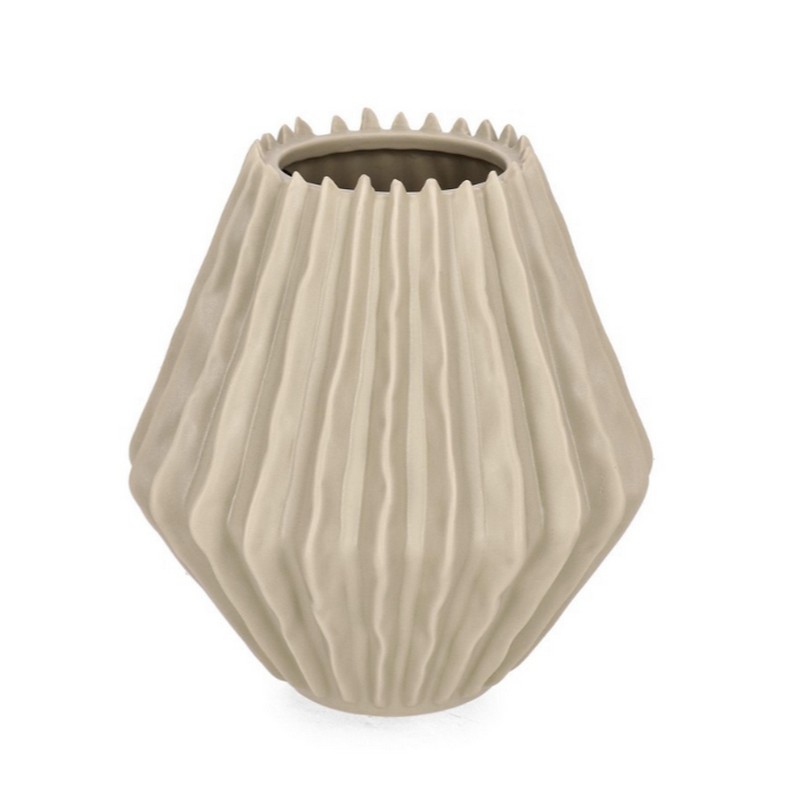 Vaso beige costolato in ceramica